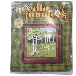 Vintage Sunset Designs Needlepointers Spring Aspen Trees Needlepoint Kit 5x5 New